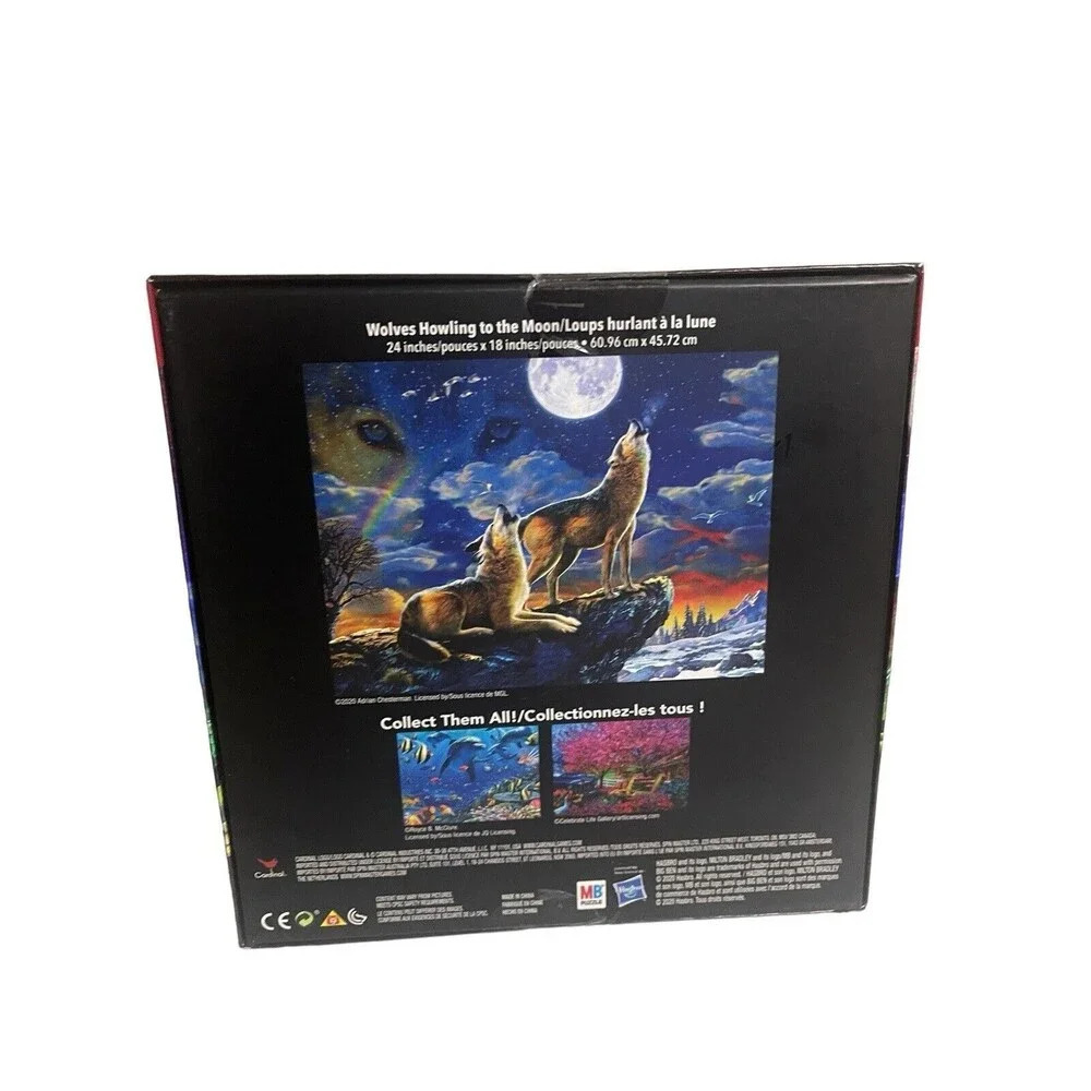 Milton Bradley Wolves Howling To The Moon Foil 500 Piece 24 x 18 Jigsaw Puzzle - Picture 2 of 12